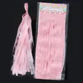 Vista detallada de guirnalda de borlas de papel de seda rosa DIY y su empaque - Rosa