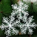 11cm white plastic snowflake ornament with iridescent tinsel for Christmas tree - 11cm (Pack of 3) / White