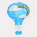 Blauer Heißluftballon-Papierlaterne mit Regenbogen- und Wolkenmuster Dekoration. - 16 Zoll 40cm / Blauer Regenbogen