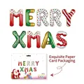 Festive MERRY XMAS 16-inch letter foil balloons with Santa patterns and card packaging - Merry Xmas / 9 Letters/Pack / Candy Color Print