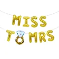 Set de globos dorados MISS TO MRS con anillo de diamantes para despedida de soltera - Anillo Dorado Miss To Mrs / 16" / Dorado