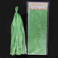 Close-up of green tissue paper tassel and its DIY packaging for party decoration - Green