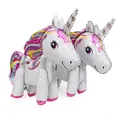 Side view detail of a 3D standing unicorn foil balloon for magical birthday parties - 3D Rainbow Unicorn