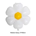 Close-up detail of a medium daisy-shaped white foil balloon measuring 74x80cm for parties - Medium Daisy / 74x80cm