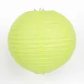 Decorative lime green round paper lantern with ribbed texture for festive party celebrations - 23cm Regular Pole / Light Green