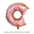 Palloncino in alluminio a forma di ciambella rosa per decorazioni di feste di carnevale - Ciambella Morsicata / 71x43cm