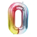 Large 40-inch rainbow gradient number 0 foil balloon for birthday party decorations. - Number 0