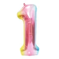Large 40-inch rainbow gradient number 1 foil balloon for festive birthday party decor - Number 1