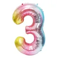 Large 40-inch rainbow gradient number 3 foil balloon with metallic sheen for party decor - Number 3
