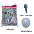 Macaron blue 10-inch latex balloons, 100pcs set, shows inflated and uninflated states. - 100 Pieces Pack / Macaron Grey