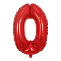 Vista detallada de un globo de papel de aluminio rojo de 32 pulgadas con forma de cero - Número 0 / 32 pulgadas / Rojo