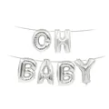 Silver OH BABY aluminum foil balloon set for baby shower party decorations. - Fat Silver Set / Set of 6
