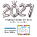 Gran set de globos de papel de aluminio con corona plateada 2027 para fiesta de Año Nuevo - Estilo Conectado Corona 2027 / Embalaje con Tarjeta / Plateado