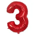 Globo de papel de aluminio rojo número 3 de 32 pulgadas para cumpleaños - Número 3 / 32 pulgadas / Rojo