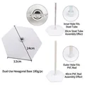 Detail view of 24cm hexagonal balloon arch base with 180g weight and rod compatibility - Dual-Use Hexagonal Base