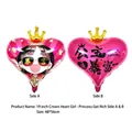 Ballon en aluminium en forme de cœur rose avec couronne pour fête, 19 pouces, 48x56cm - Style Cœur Couronne Bao Fu / Rose rouge / 19 Pouces