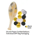 18-inch transparent latex balloon with black and gold confetti pieces, individual OPP bag - 18 Inch Black Gold