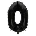 Detailed view of a 32-inch glossy black foil balloon in the shape of number zero. - Number 0 / 32 inch / Black