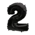 Close-up of a large 32-inch black foil number 2 balloon for birthday party decorations - Number 2 / 32 inch / Black