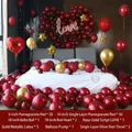 Romantische rode en gouden bruiloft ballonset met hart- en liefdesvormen decoratie - Huwelijksachtergrond Set T5