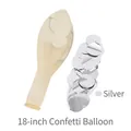 18-inch transparent latex balloon filled with silver round confetti in OPP bag packaging - Silver Standard Version