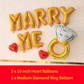 Gouden Marry Me folieballon set met rode hart- en diamantring ballonnen voor aanzoek decor - Trouw Met Mij