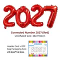 Globo rojo 2027 de papel de aluminio para decoracion de Año Nuevo detalle de 82cm - Estilo Conectado 2027 / Embalaje con Tarjeta / Rojo