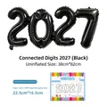 Gran globo de papel de aluminio negro conectado 2027 para decoración de Nochevieja - Estilo Conectado 2027 / Embalaje con Tarjeta / Negro