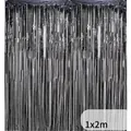 Tenda a frange in lamina nera lucida 1x2m sfondo per decorazioni di feste e festività - Nero