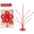 Close-up of red wedding fan flower stand showing assembly effect and display usage. - Round Style