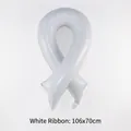 Detailed view of large white ribbon foil balloon 106x70cm for awareness themes - 106x70cm / White
