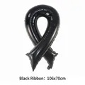 Black ribbon-shaped foil balloon for health awareness themed party decorations - 106x70cm / Black
