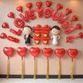 Romantische rode bruiloft ballonnen set met I Love You 1314 letters en hartjes - Eeuwige Liefdesrivier