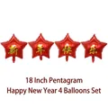 18-Zoll rote Fünfzackstern-Folienballons Set Frohes Neues Jahr 4er-Packung - 4 Stück Stern Neujahr Pack