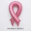 Detailed view of large pink ribbon foil balloon measuring 106x70cm - 106x70cm / Pink