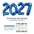 Globo de papel de aluminio número 2027 azul oscuro para celebraciones de Año Nuevo - Estilo Conectado 2027 / Embalaje con Tarjeta / Azul marino