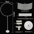 White balloon hoop arch stand kit with base and connector poles for party backdrop - Moon Shape