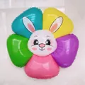 Vibrant rainbow colored rabbit shaped foil balloon for kids birthday party room decoration - Colorful Cute Bunny Flower
