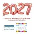 Set de globos de papel de aluminio 2027 oro rosa para fiestas de Año Nuevo y eventos - Estilo Conectado 2027 / Embalaje con Tarjeta / Rosa oro