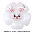 Large white rabbit sunflower aluminum foil balloon for birthday party decoration - White Cute Bunny Sunflower / 88x97cm