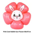 Pink cute bunny flower shaped aluminum foil balloon for birthday party, 88x97cm size - Pink Cute Bunny Sunflower / 88x97cm