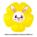 Large yellow sunflower foil balloon featuring a cute cartoon bunny face for birthday party - Yellow Cute Bunny Sunflower / 88x97cm