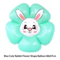 Cute mint green rabbit flower foil balloon 88x97cm for kids birthday decoration - Blue Cute Bunny Sunflower / 88x97cm