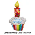 Großer bunter Cupcake-Kerzen-Folienballon für Geburtstagsfeiern Dekorationen, 60x103cm - Kerzen-Geburtstagskuchen / 60x103cm