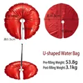 Professional red U-shaped water fillable weight bag base for balloon arch stability - U-Shaped Water Bag / Red