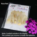 Transparent latex balloons with golden confetti pieces in rose red color variant - 5 Pcs Rose Red Confetti Balloons With Card