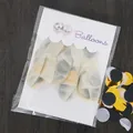 Clear latex balloons pack with black and gold foil confetti for party decoration - 5 Pcs Black Gold Confetti Balloons With Card