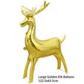 Standing golden reindeer foil balloon for Christmas party decoration, 122x83cm. - Large Golden Reindeer