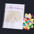 Pack of 18 inch clear latex balloons with colorful round metallic confetti sequins - 5 Pcs Multicolor Confetti Balloons With Card