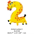 Gele giraf vormige nummer 2 dieren folieballon voor verjaardagsfeestje decoraties - Dier Nummer 2 (Giraffe) / 16"